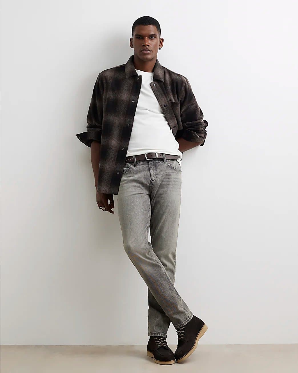 River Island Mens River Island Grey Slim Fit Stretch Jeans