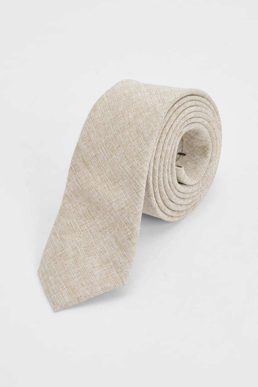 Burton Burton Men's Dark Beige Linen Look Tie - 1