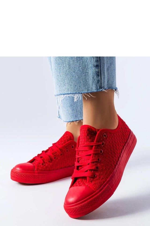 Love Lace Love Lace Women's Woven Thibodeau Fabric Summer Sneakers Flexible Rubber Sole in Red - 2