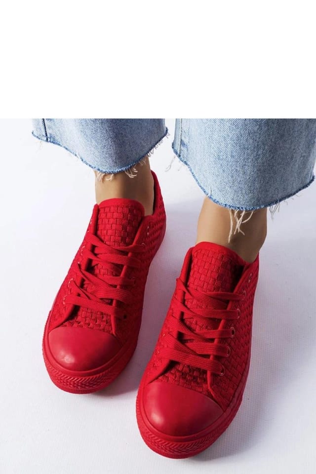 Love Lace Love Lace Women's Woven Thibodeau Fabric Summer Sneakers Flexible Rubber Sole in Red - 3