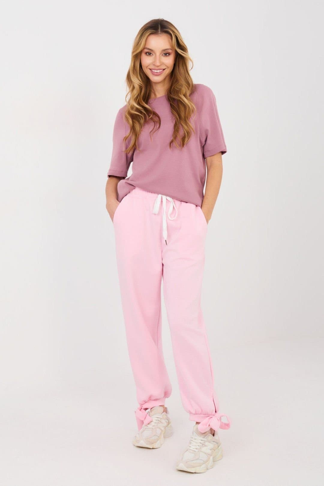 Love Lace Love Lace Women's Viscose Elastane High Waist Jogger Trousers in Pink