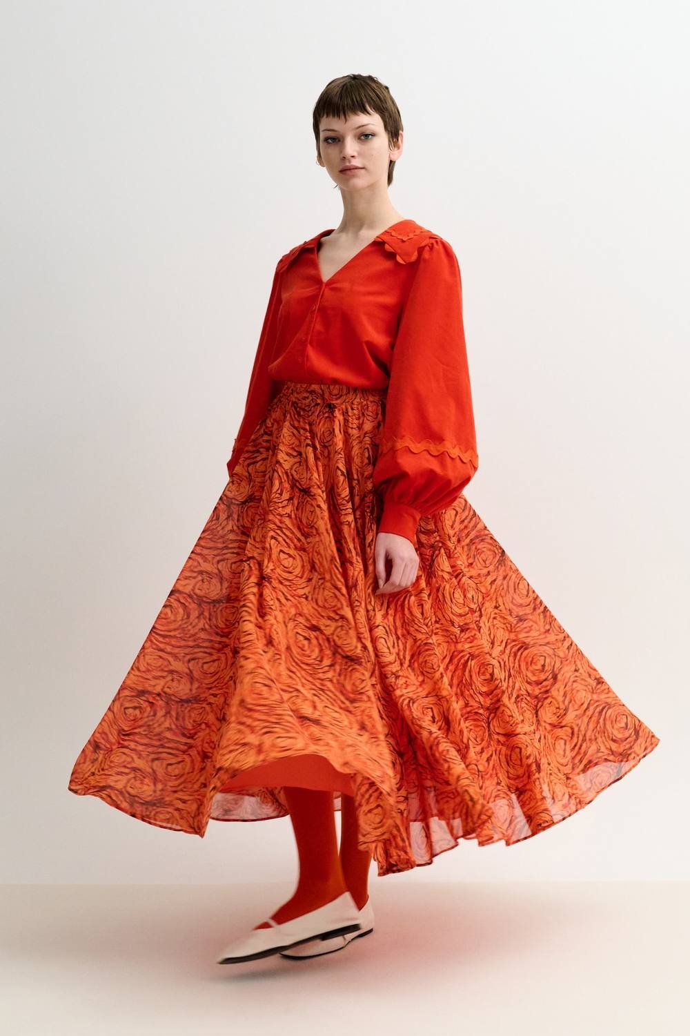 Louche Louche Women's Agatha Rosechild Full Circle Midi Skirt - Apricot - 3