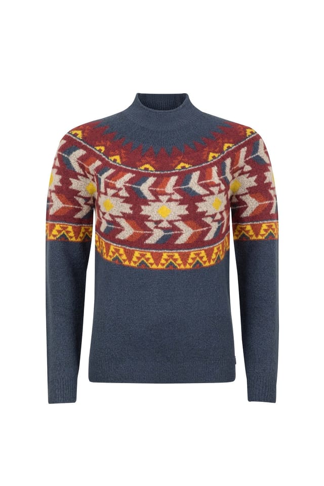 Weird Fish Weird Fish Women's Arelia Ikat Knitted Jumper in Navy - 2