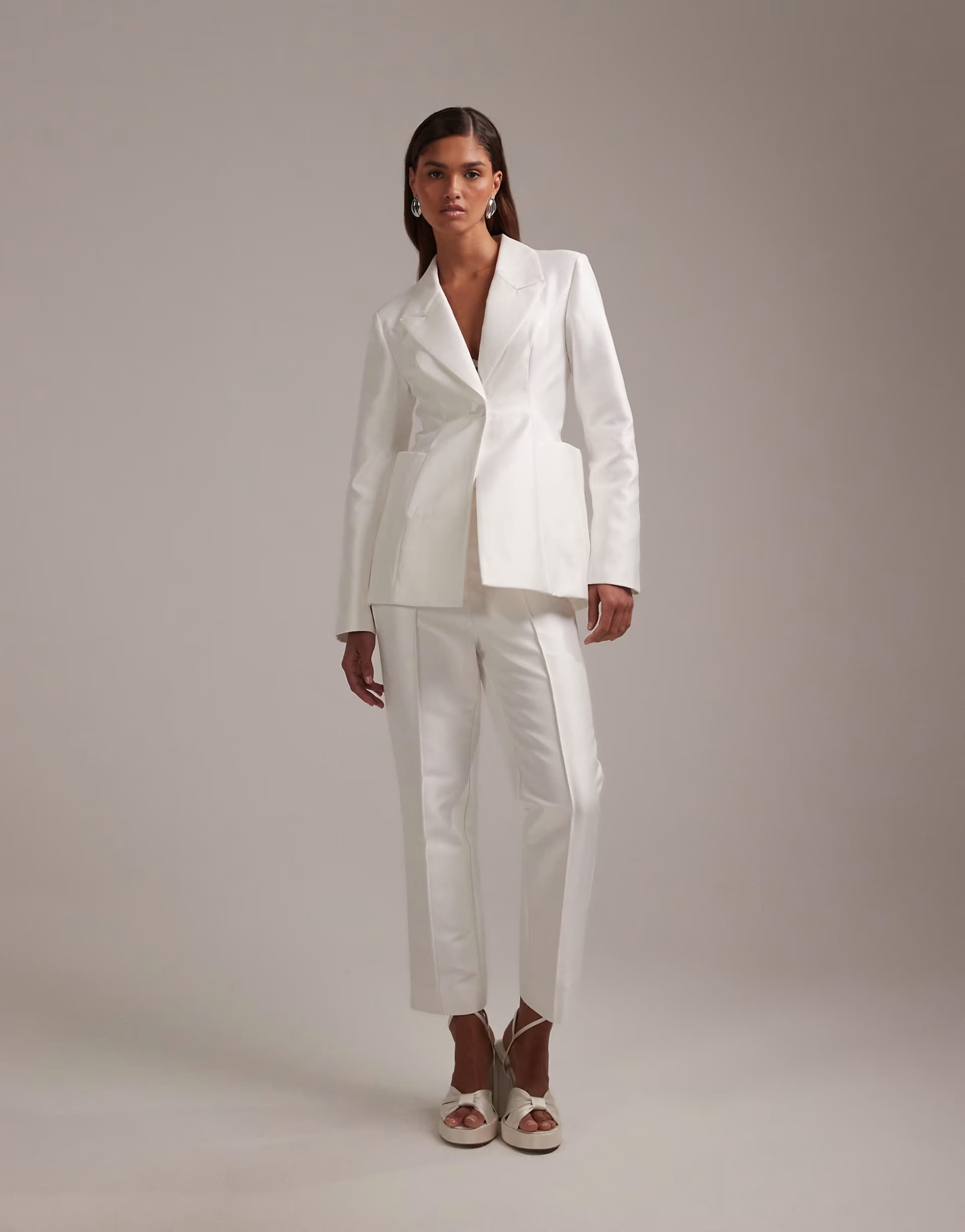 ASOS ASOS DESIGN tailored bridal cigarette trouser in ivory