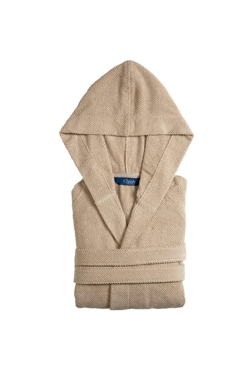 Christy CHRISTY Men's 'Brixton' 100% Cotton Textured Hooded Bath Robe in Stone - 4