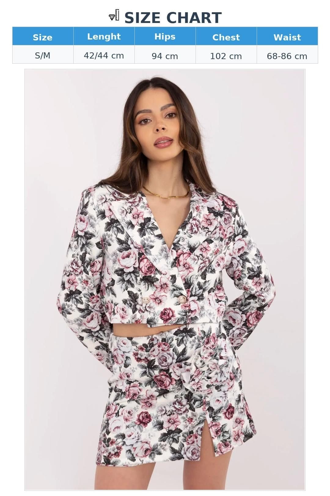 Love Lace Love Lace Women's Floral Crop Jacket & Shorts Skirt Set in Grey - 4