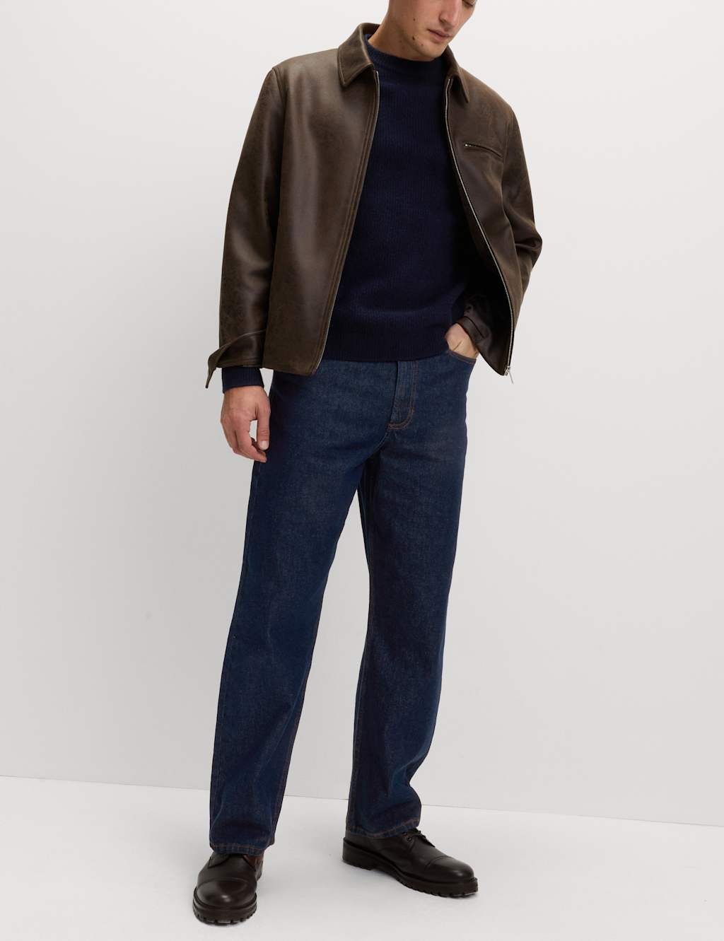 Marks & Spencer M&S Loose Fit Pure Cotton Rigid Jeans Indigo - 3