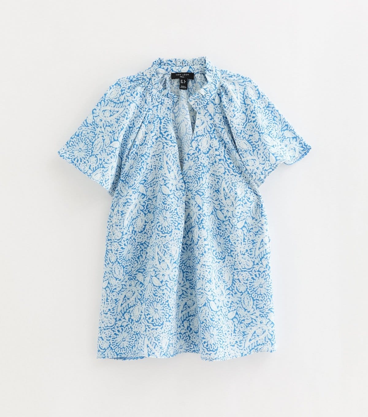 New Look Blue Paisley Flutter Sleeve Blouse