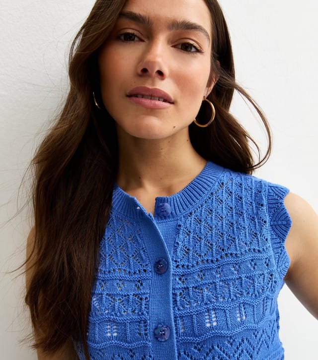 New Look Women's Petite Dark Blue Cotton Rich Stitchy Waistcoat New Look - 2