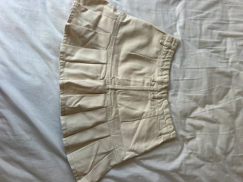 Bershka Berska cream denim mini skirt
