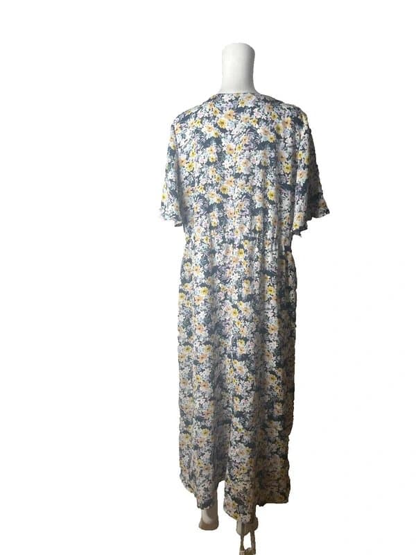 Peacocks Peacocks Chiffon Wrap Dress Size 20 Navy Floral V-Neck Womens NEW EU 48 RRP £25