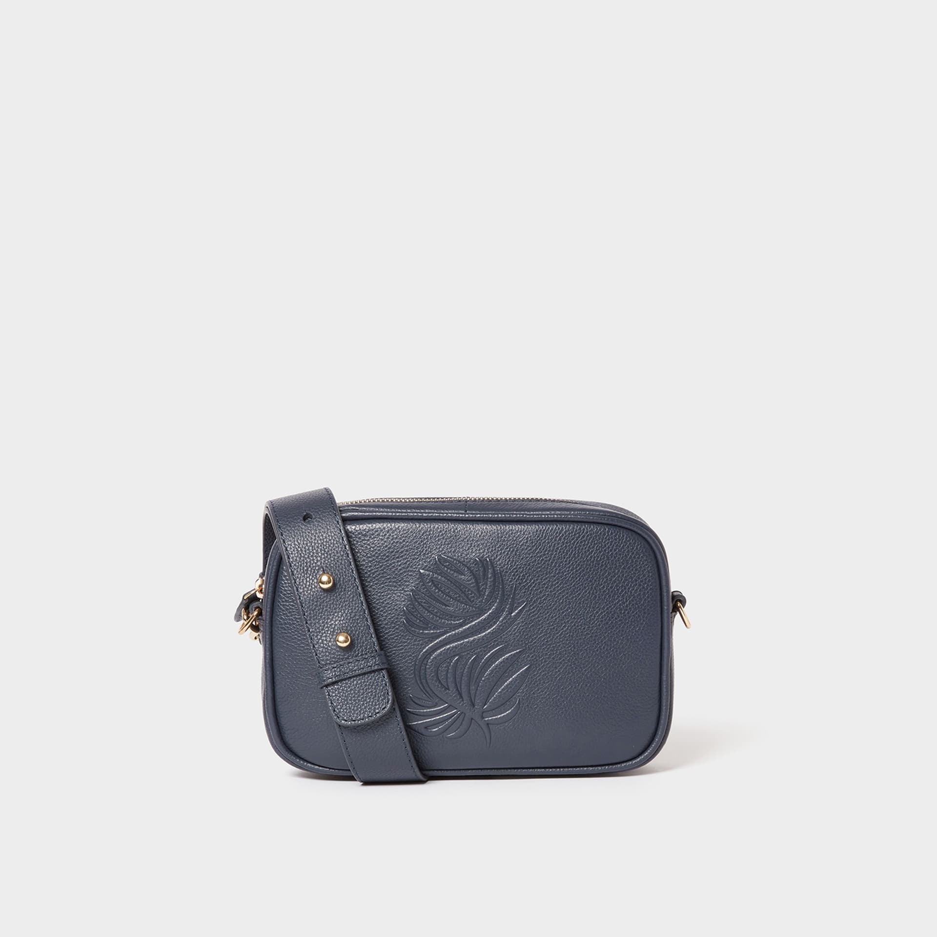 OSPREY LONDON OSPREY LONDON Women's The Luxe Roma Leather Crossbody Bag in Navy