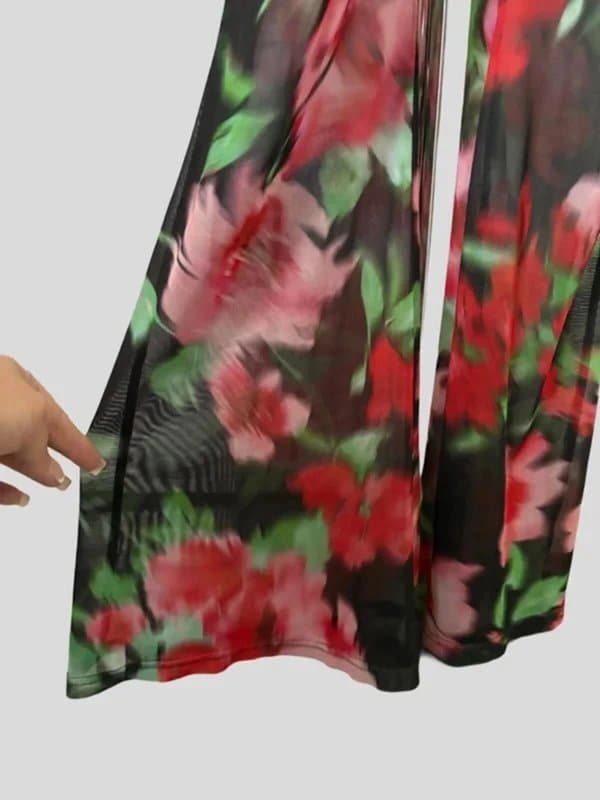 ASOS Design ASOS Design Black Mesh Cowl Neck Floral Jumpsuit Size 16