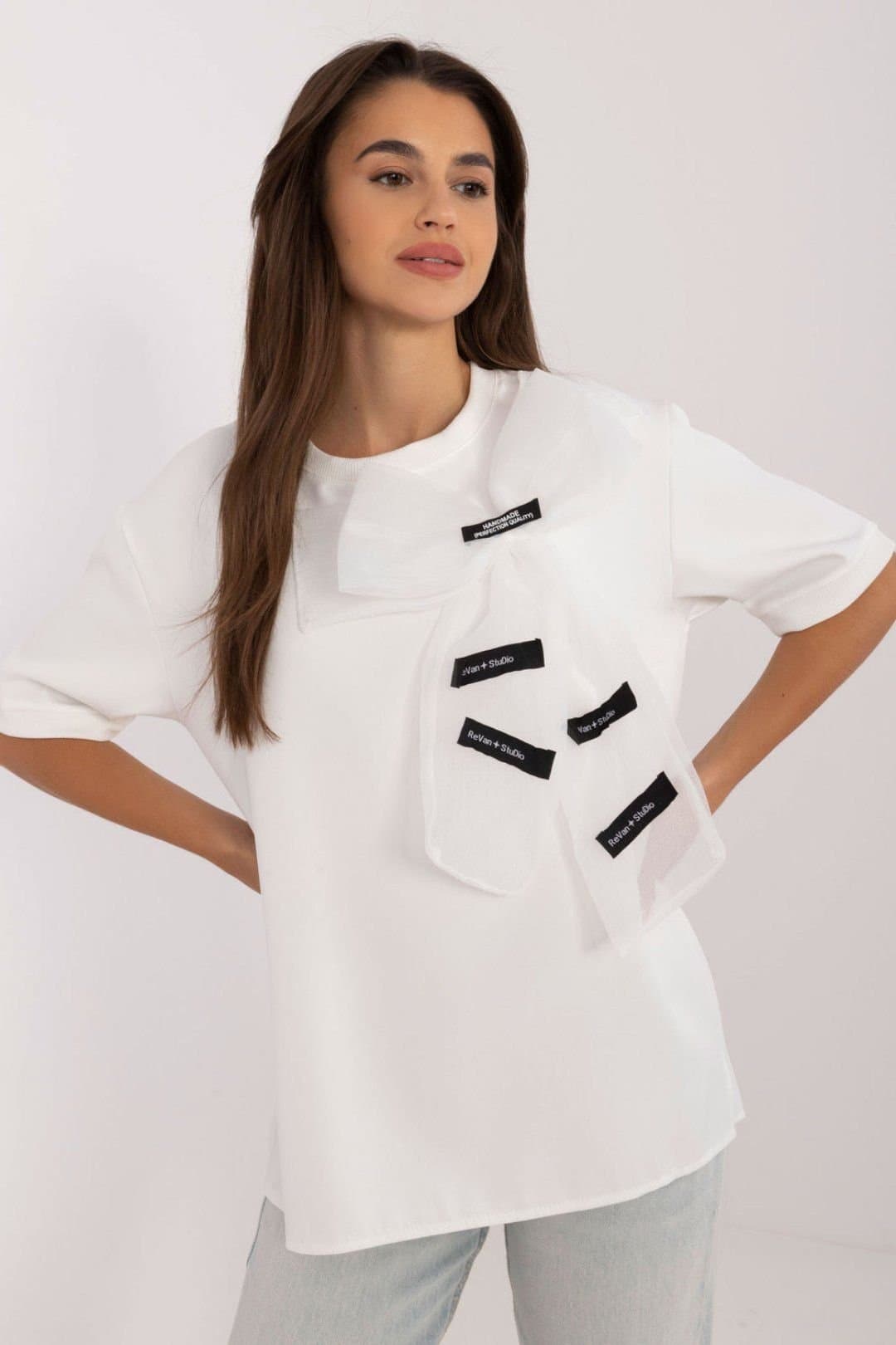 Love Lace Love Lace White Cotton Polyester Elastane Blouse