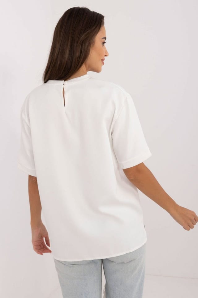 Love Lace Love Lace Women's Bow Front Elegant Cotton Polyester Elastane Blouse in White - 3