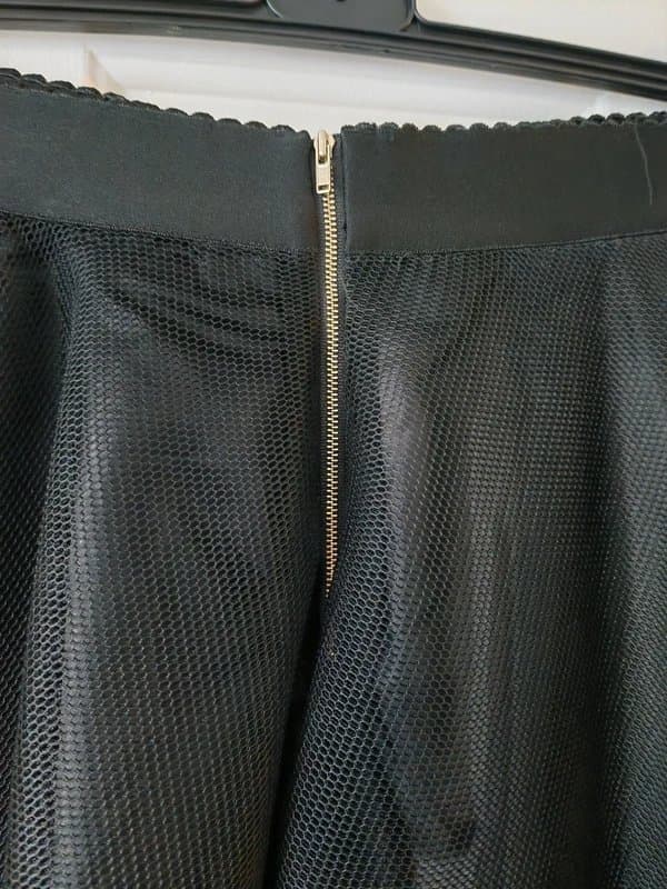 New Look Black Mesh Overlay Skater Skirt