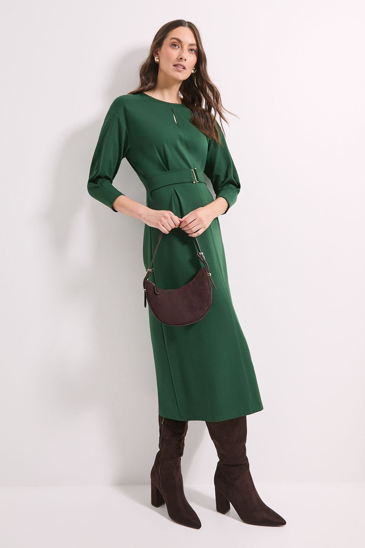 Principles Principles Women's Tailored Ponte Pencil Dress in Forest