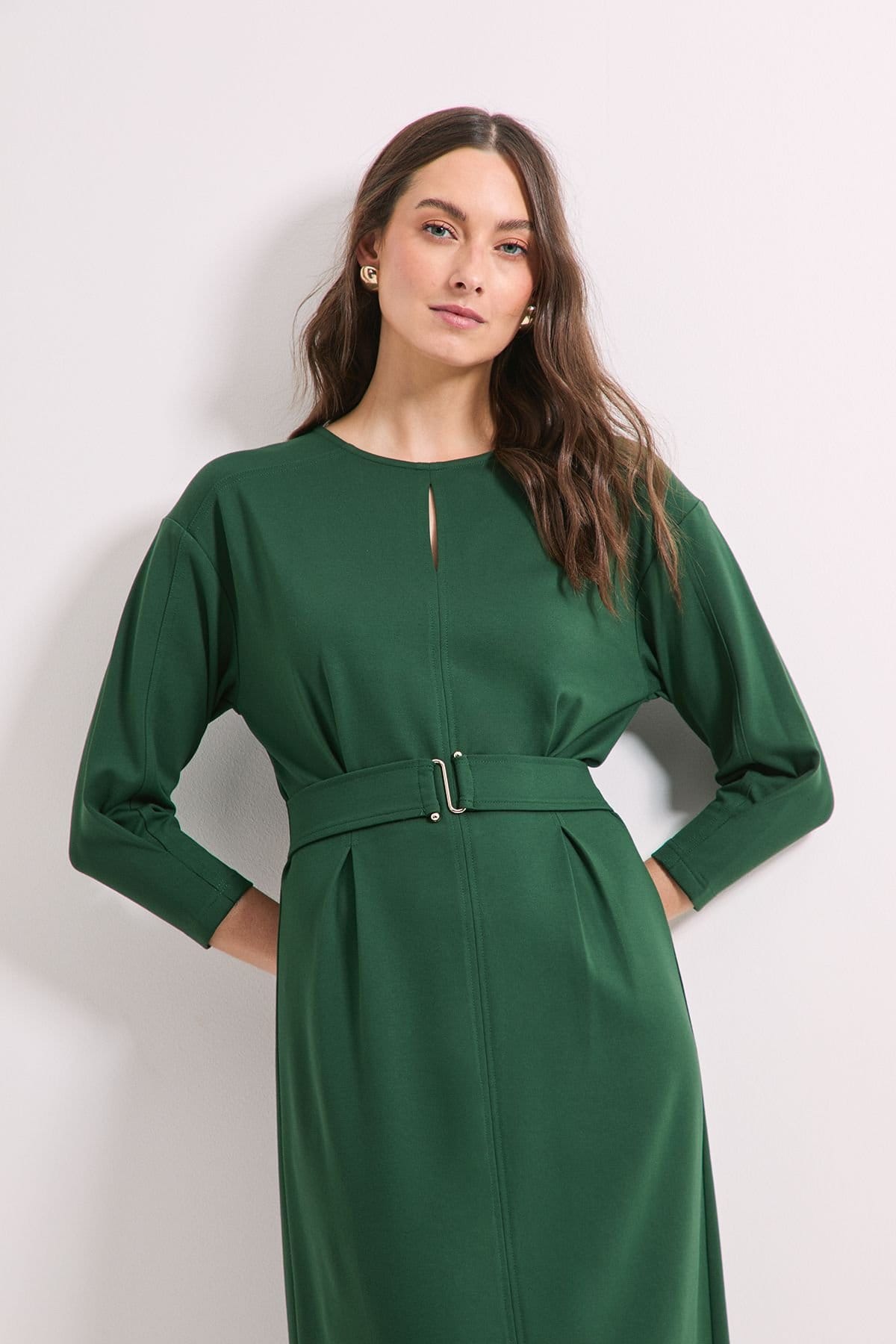 Principles Principles Women's Tailored Ponte Pencil Dress in Forest - 4