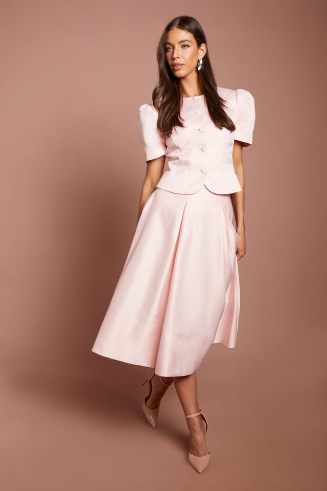 Coast Coast Women's Short Sleeve Button Through Fitted Jacket in Blush - 2