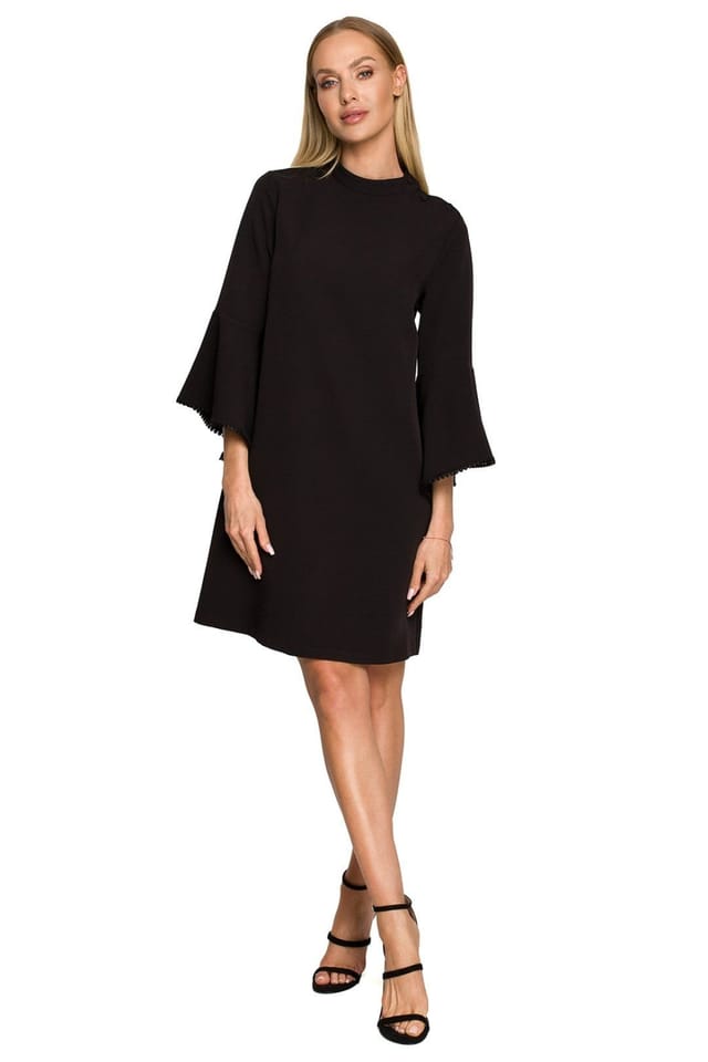 Love Lace Love Lace Women's A Line Trapezoid Dress With Ruffle Sleeves in Black - 2