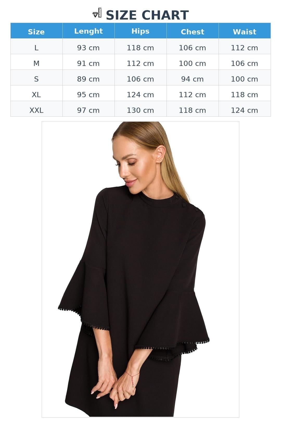 Love Lace Love Lace Women's A Line Trapezoid Dress With Ruffle Sleeves in Black - 4