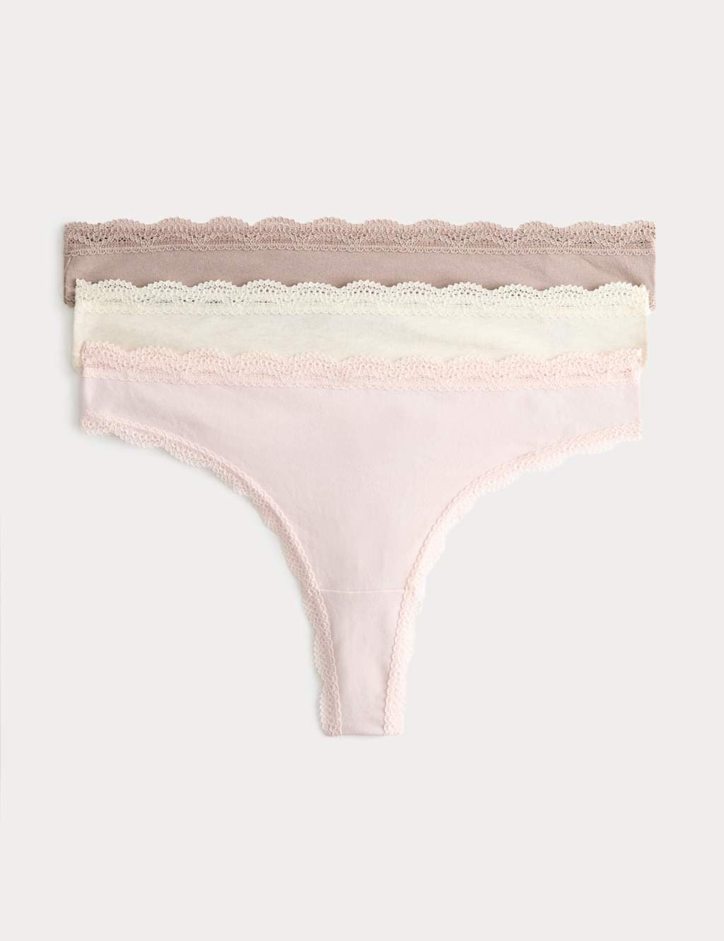 Marks & Spencer M&S 3pk Cotton Rich Thongs Oatmeal Mix