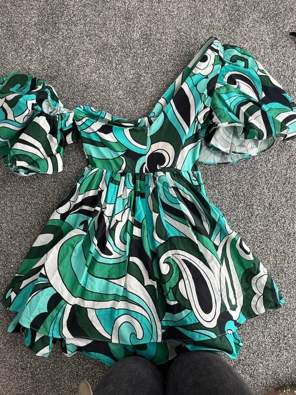 ASOS Asos luxe green fit and flare dress size 10