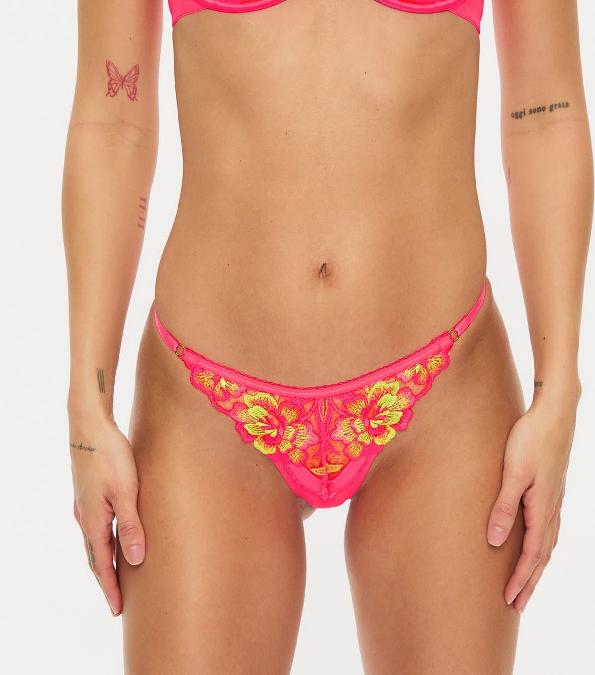 Ann Summers Women's Bright Pink Tropical Oasis String Thong Ann Summers New Look