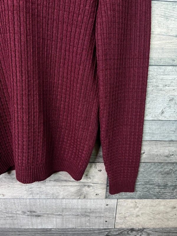 ASOS ASOS Mens 1/4 Zip Jumper Size Medium Burgundy Red Textured Knit Pullover Sweater