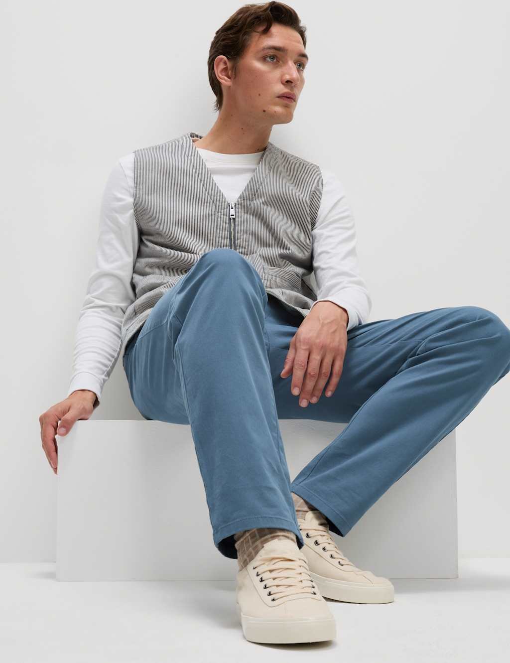 Marks & Spencer M&S Regular Fit Stretch Chinos Air Force Blue - 4