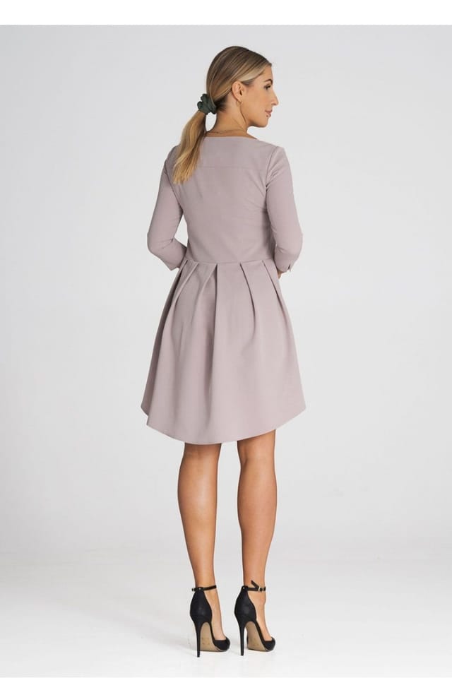 Love Lace Love Lace Women's Asymmetrical Cocktail Dress with Pleated Back Style 194800 in Mauve - 3