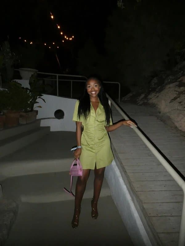 Bershka Bershka ruched cut out detail tailored dress in lime