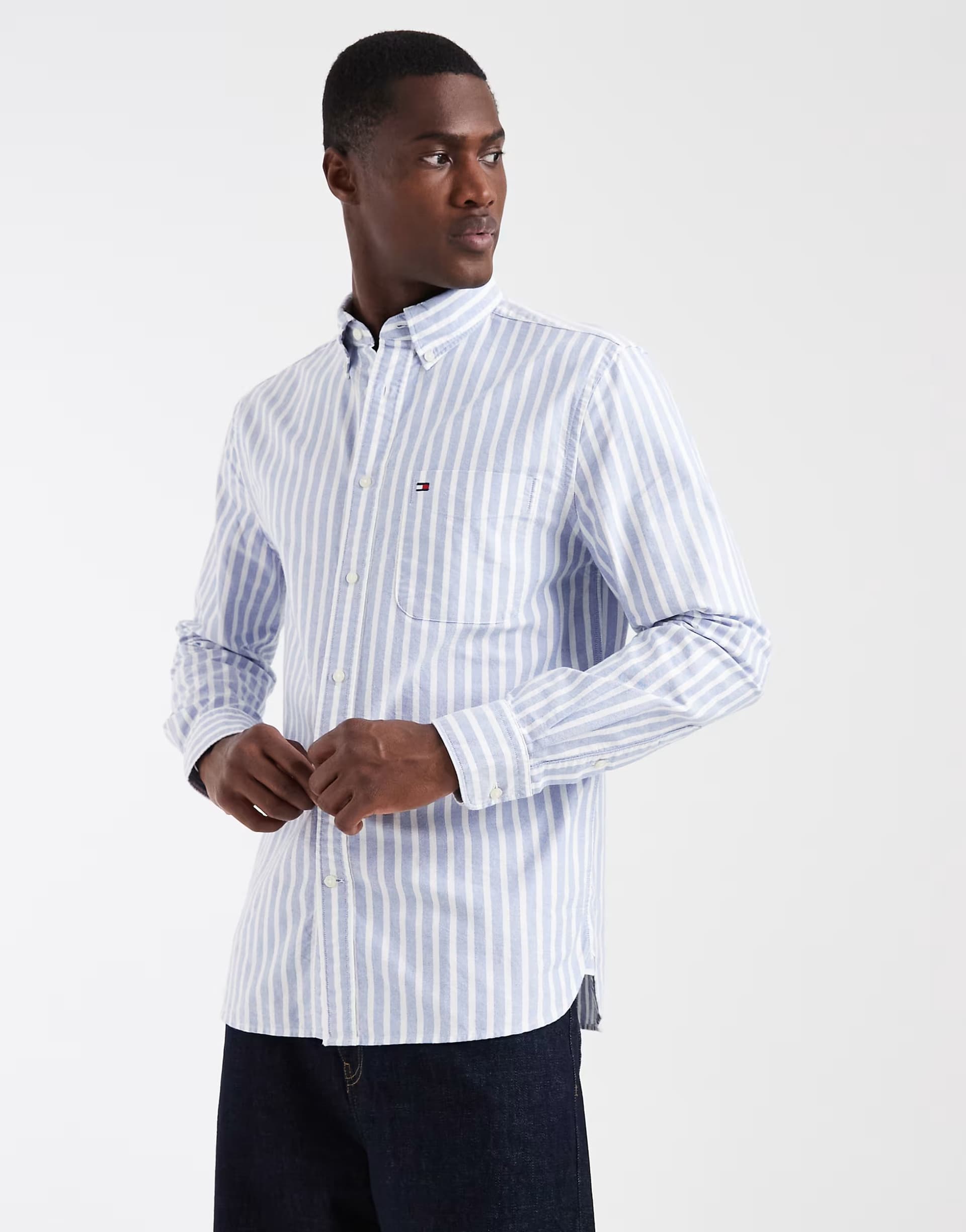 ASOS Tommy Hilfiger stripe regular fit oxford shirt in light blue