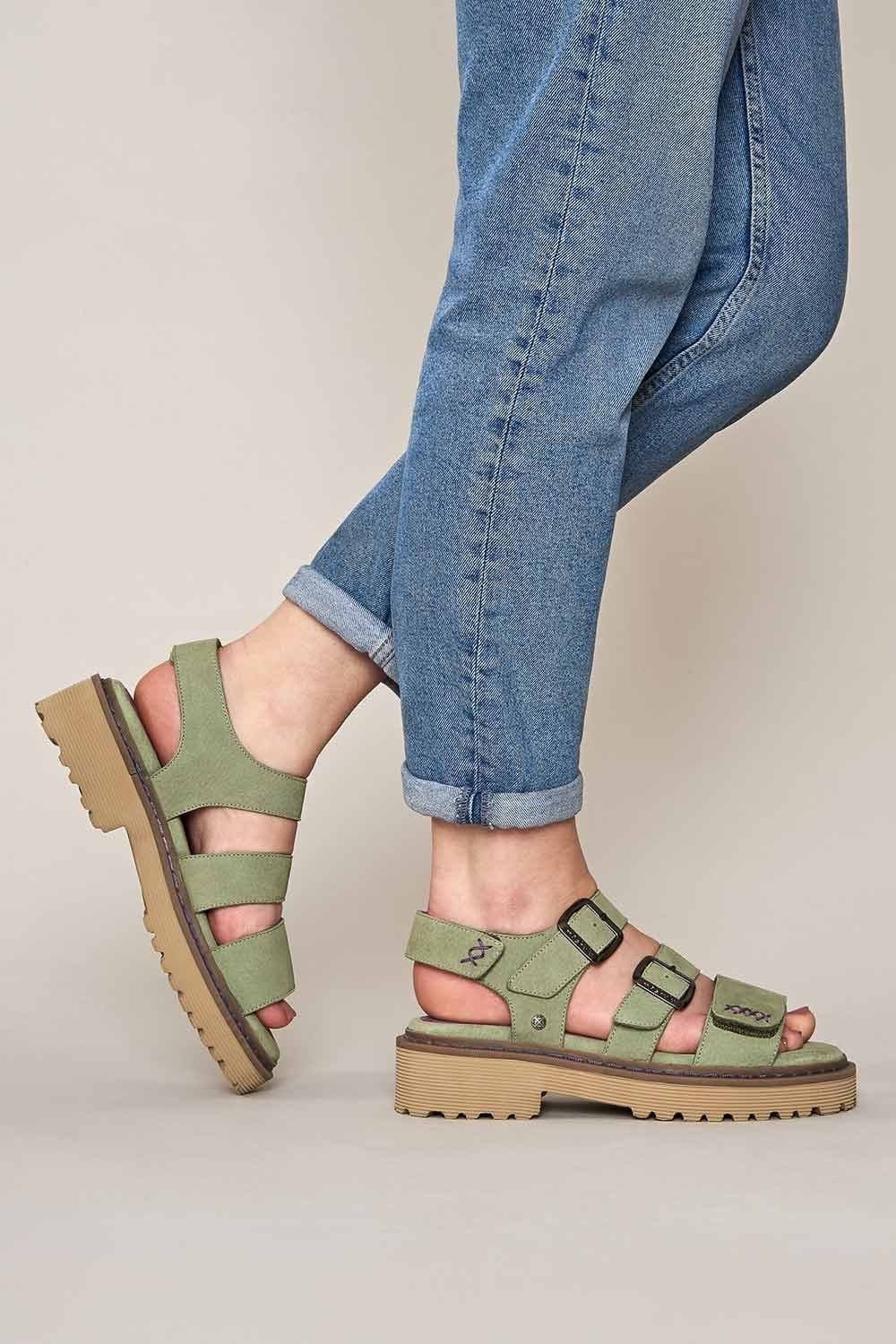 Moshulu Moshulu Light Green Chunky Adjustable City Sandals