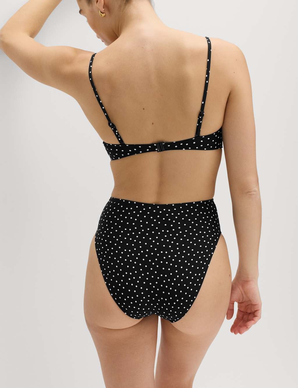 Marks & Spencer M&S Polka Dot High Waisted Bikini Bottom Black Mix - 2