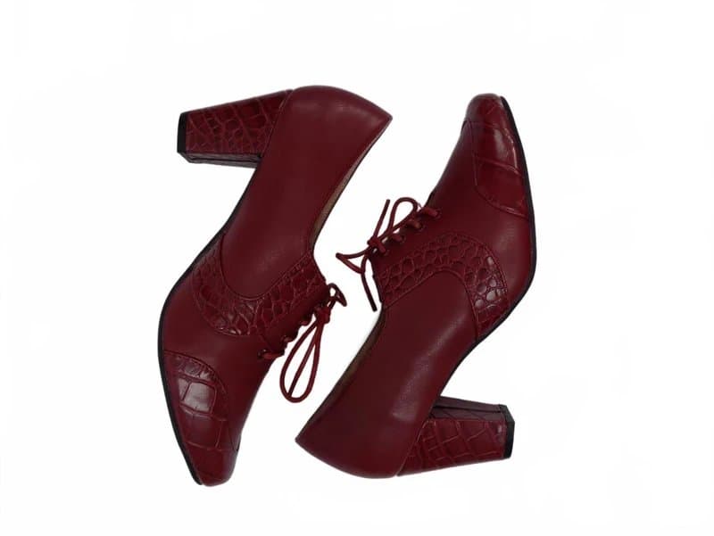 Lulu Hun Victorian Style Shoes Lulu Hun London UK 8 41 Womens Burgundy Lace Up Steampunk