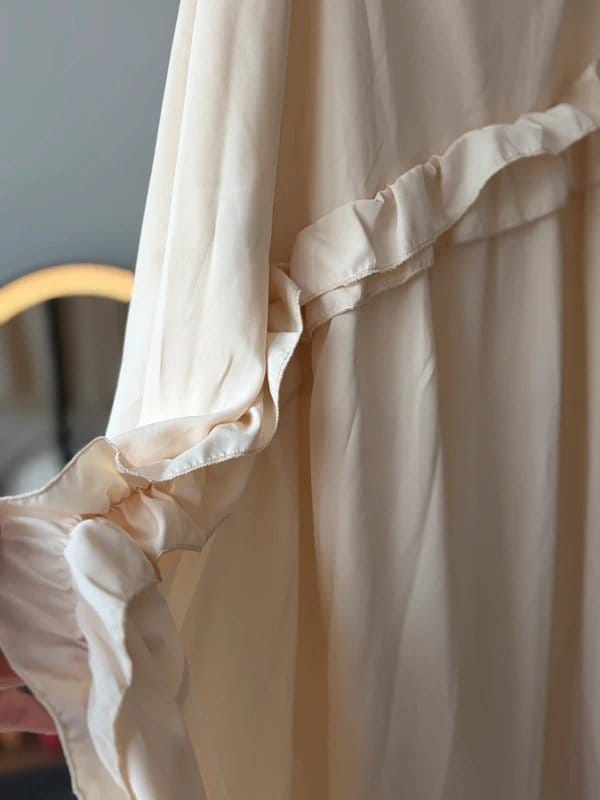 unbranded Nude Beige Lightweight Tiered Frill Maxi Skirt NWOT 12 - 1