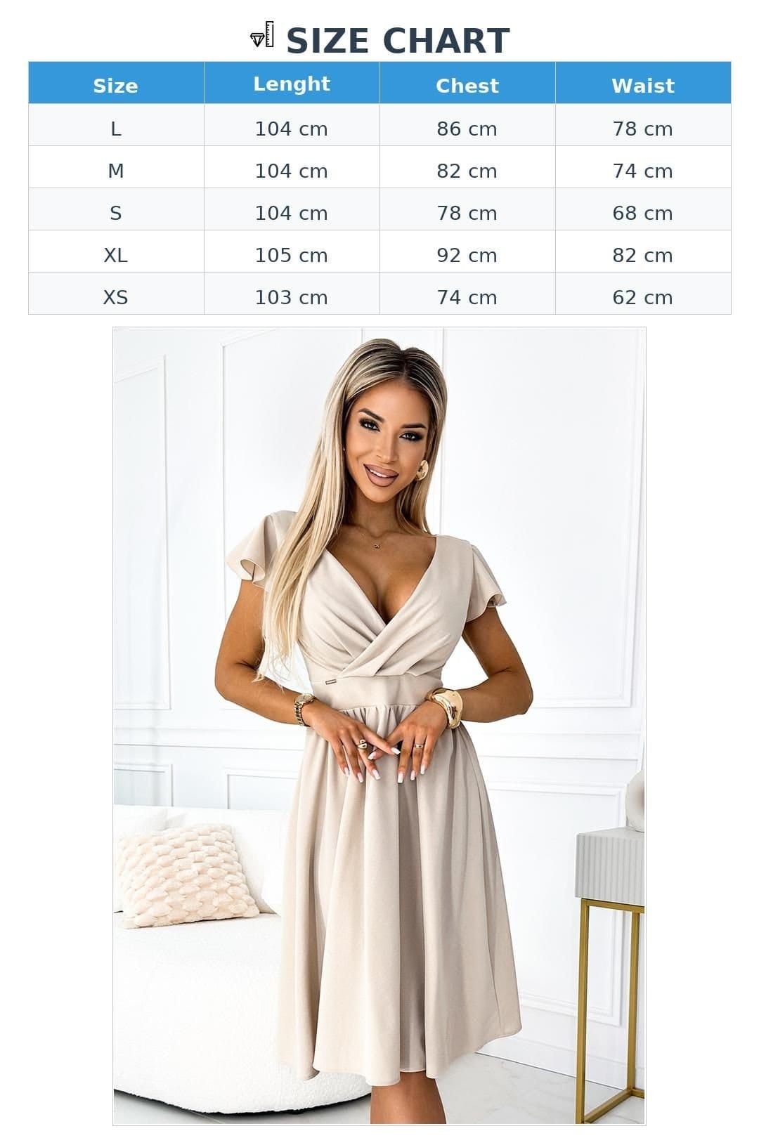 Love Lace Love Lace Women's Beige Stretch Flared Envelope Evening Dress - 4