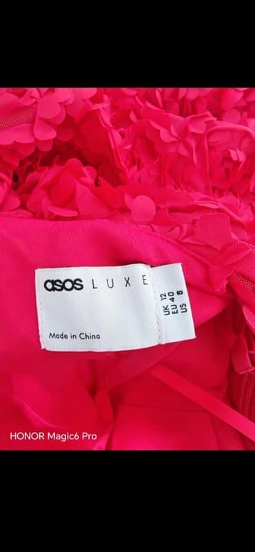ASOS ASOS luxe 3D Flowers Mini Dress Red Puff Sleeves size 12-14