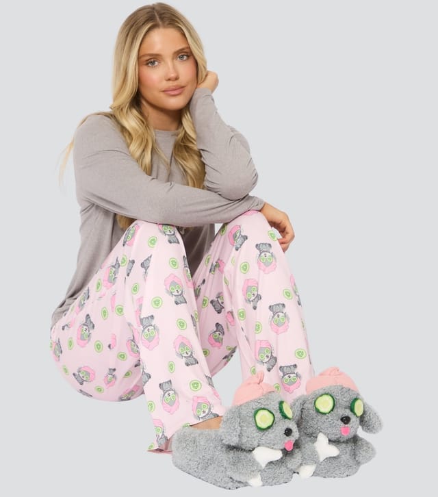 Loungeable Women's Grey Doggy Slippers Loungeable New Look - 2