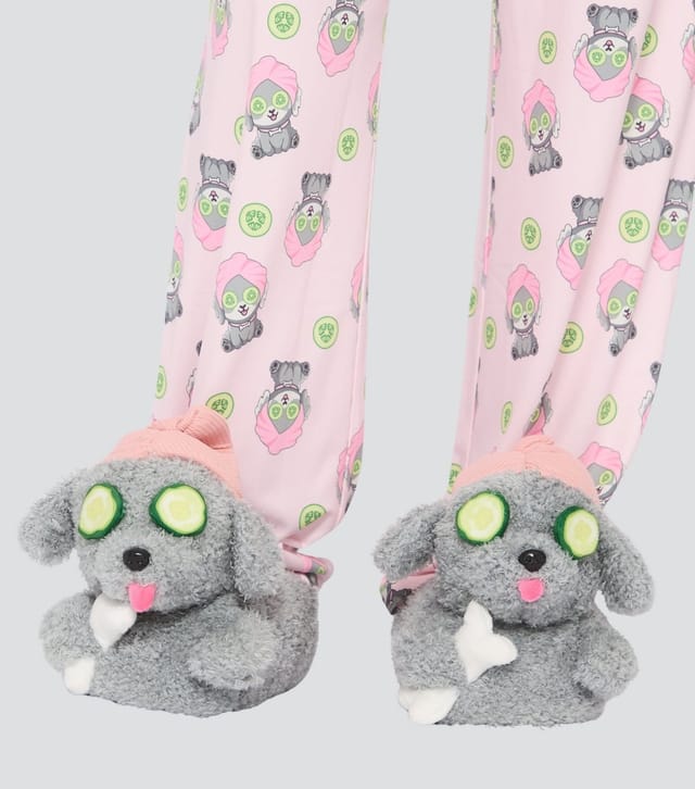 Loungeable Women's Grey Doggy Slippers Loungeable New Look - 3