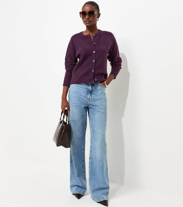 New Look Women's Bright Purple Knitted Meet The Jean Raglan Cardigan New Look - 2