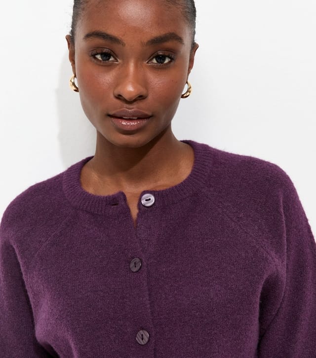 New Look Women's Bright Purple Knitted Meet The Jean Raglan Cardigan New Look - 3