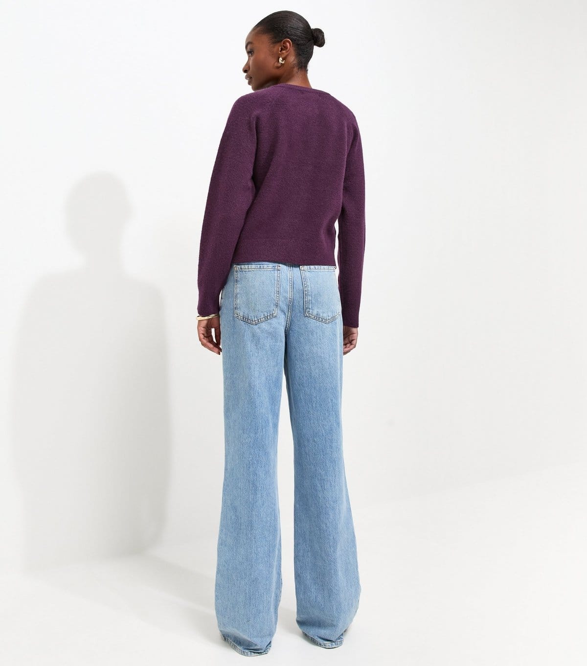 New Look Women's Bright Purple Knitted Meet The Jean Raglan Cardigan New Look - 4