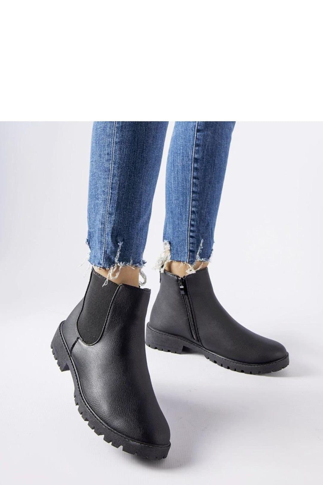 Love Lace Love Lace Black Rubber Ankle Boots with Zipper Design