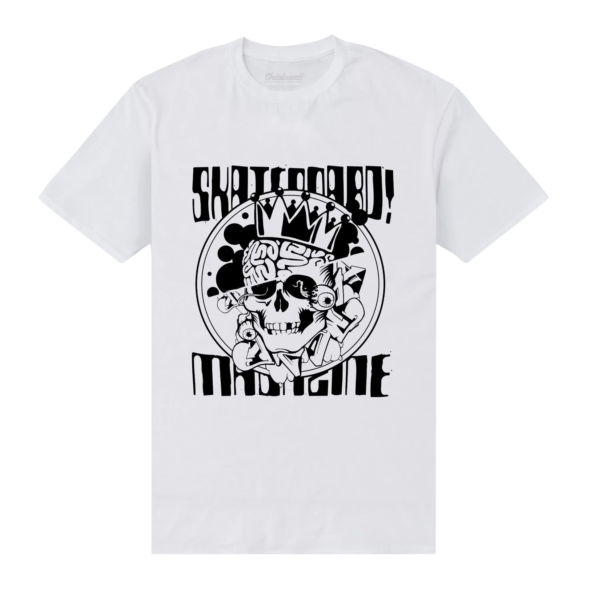 Skateboard! Skateboard! Men's Magazine Skull T-Shirt in White
