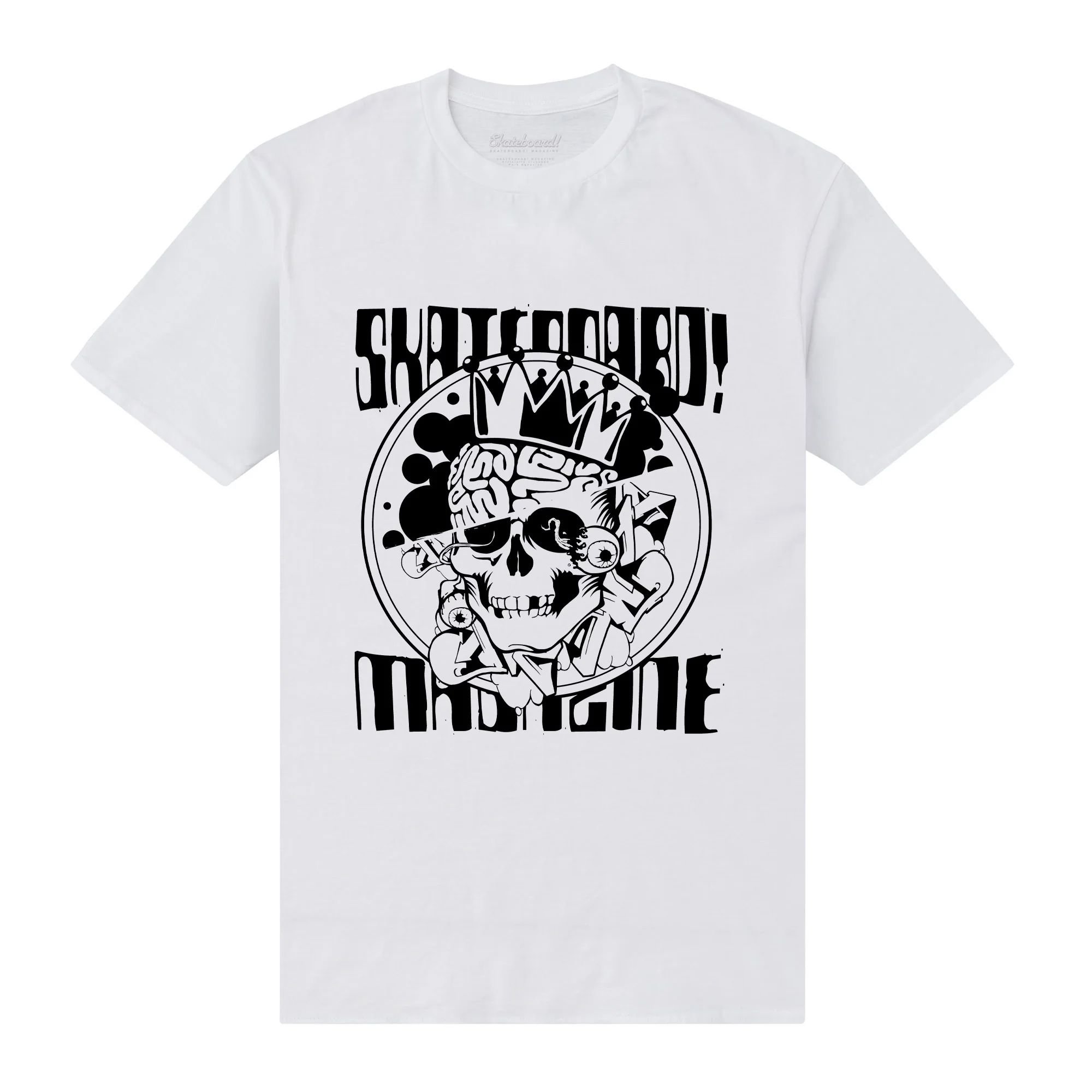 Skateboard! Skateboard! Men's Magazine Skull T-Shirt in White - 3