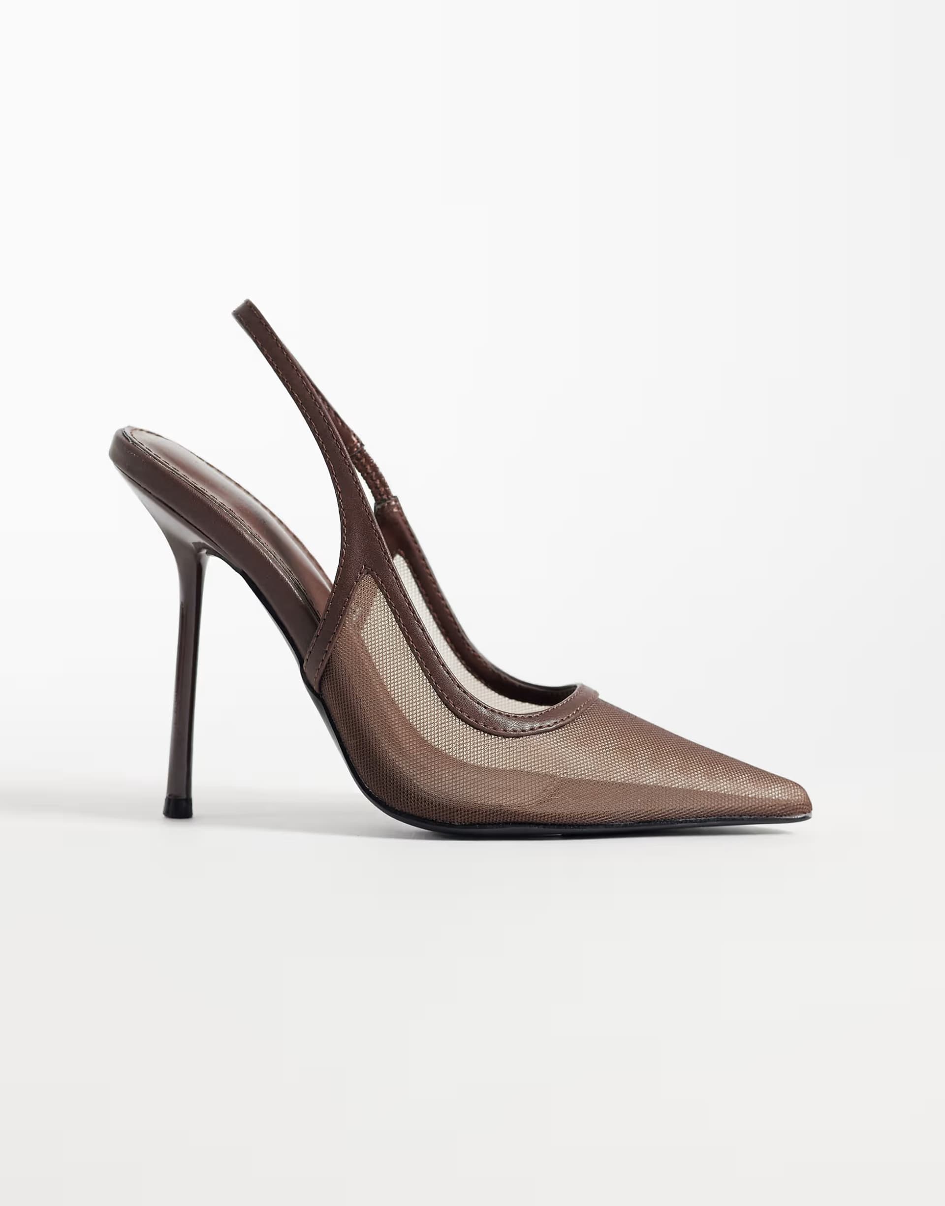 ASOS Simmi London Morley slingback heeled pumps in brown mesh