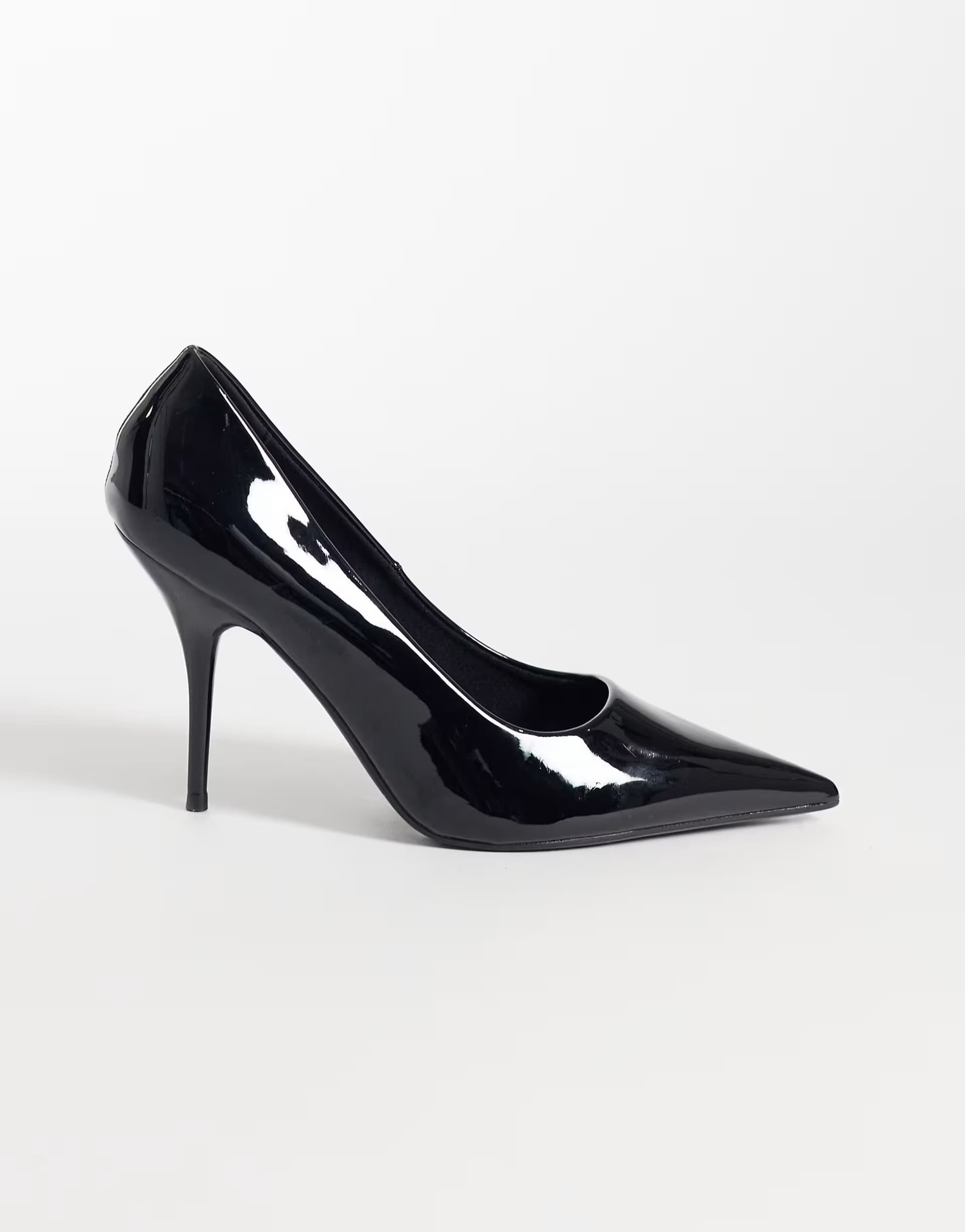 ASOS ASOS DESIGN Perth pointed stiletto high heel court shoes in black patent