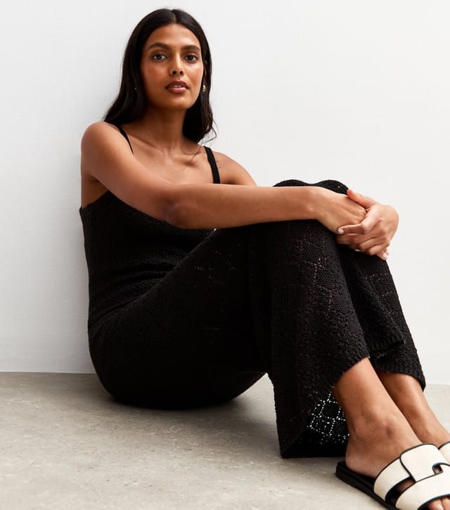 New Look Women's Black Knitted Strappy Maxi Dress New Look - 2